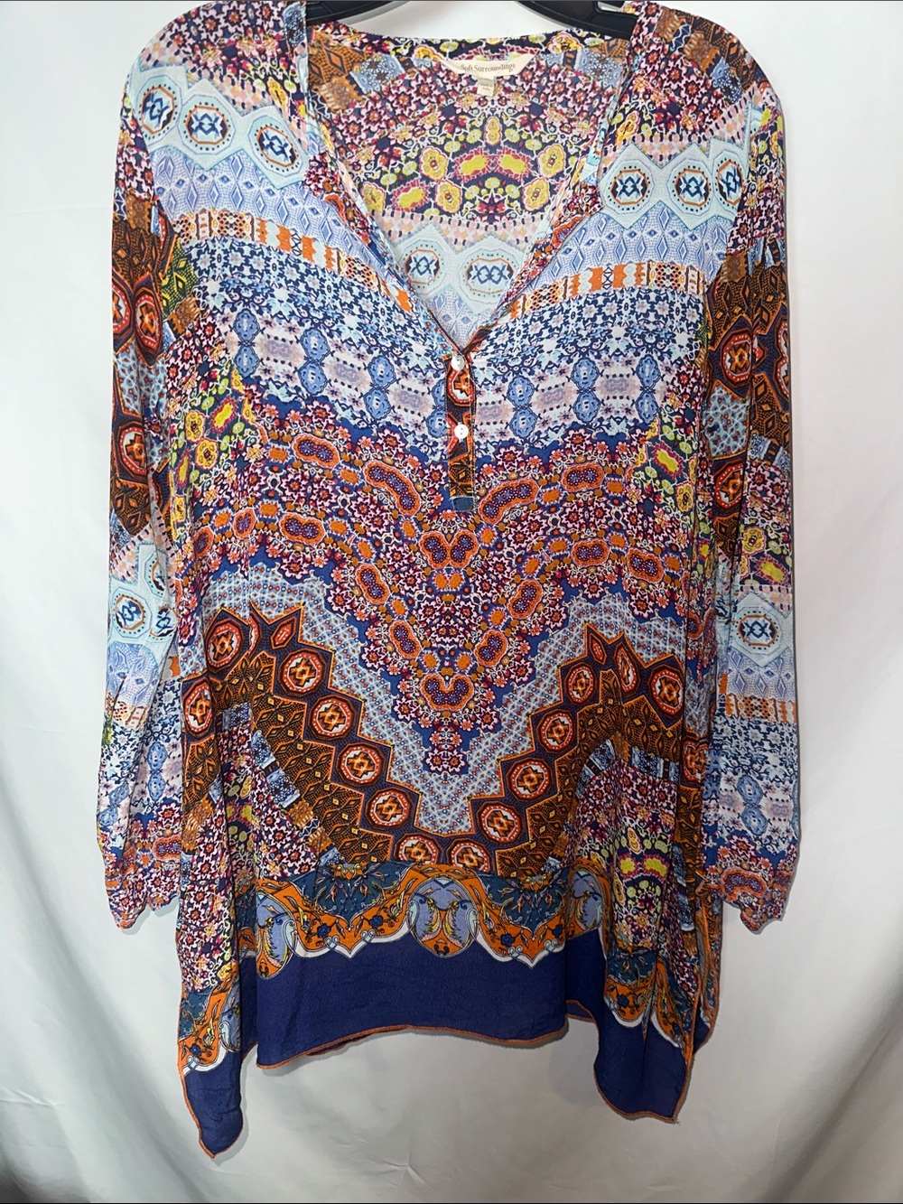 Soft Surroundings Multicolor Boho Tunic in Blue and Orange